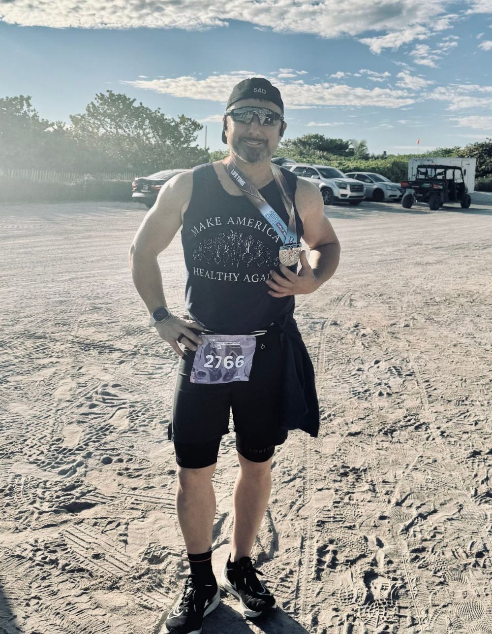Dr. Allan Stewart after finishing a half marathon